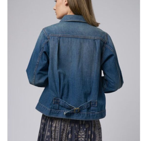 The Great. THE BUCK JACKET BLUE GRASS Size 3/ Large Blue Denim - Picture 5 of 14